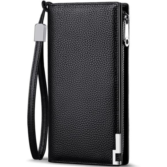 Long Wallets for Men Leather RFID Blocking Bifold Wallet with Zipper - Picture 1 of 7